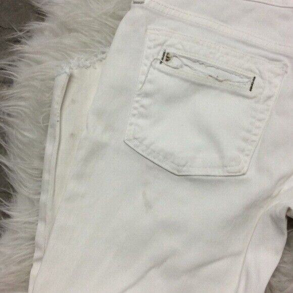 7 For All Mankind white slim jean custom distressed Raw Hem Cropped Size 28 - Picture 7 of 8
